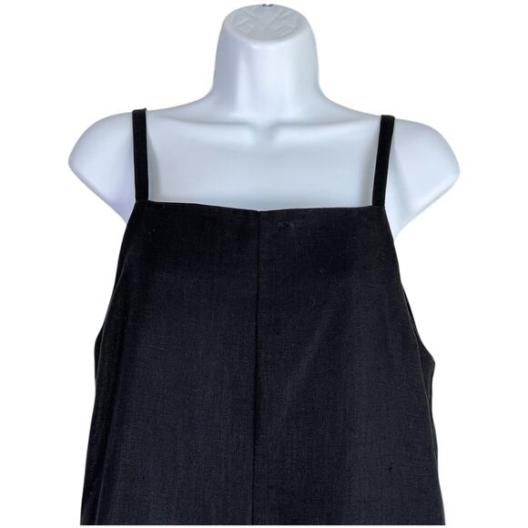 Nomia Linen Minimalist Wide Leg Jumpsuit Black Size 4 Lagenlook Quiet Luxury - Picture 2 of 10